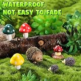 Dacitiery Resin Mini Hedgehogs and Mushroom Garden Figurines Set view 3