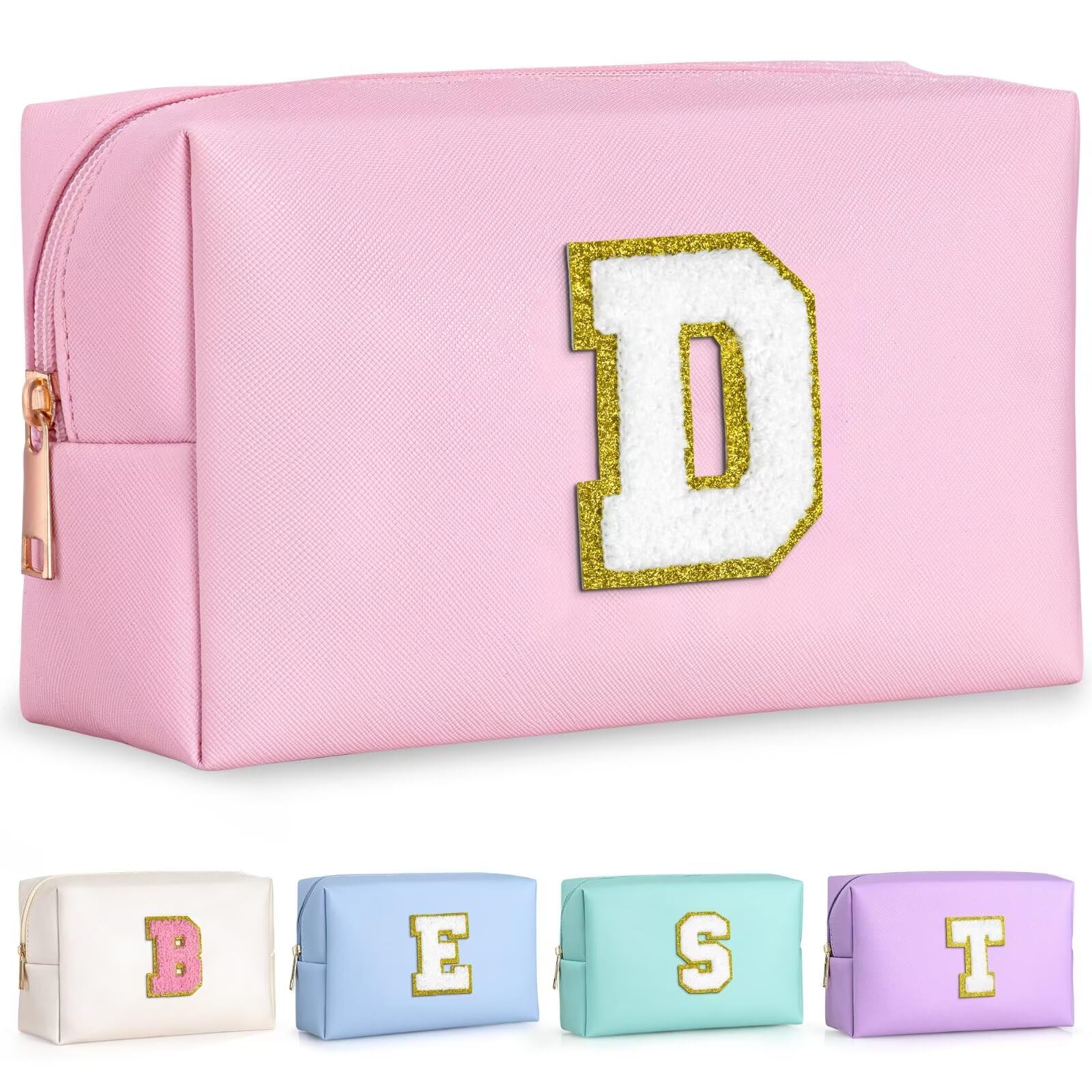 TOPEAST Preppy Small Makeup Bag, Chenille Letter