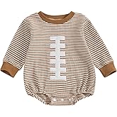 Comulish Baby Football Outfit Newborn Boy Girl Waffle Long Sleeve Bubble Romper Infant Fall Winter Clothes
