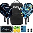 Carbon Fiber Pickleball Paddles Set of 4 or 2 Rackets,USAPA Approved Carbon Fiber Surface Pickle Ball Equipment Sets PP Honeycomb Core Pickleball Rackets & Accessories for Men,Women,Kids,Adults