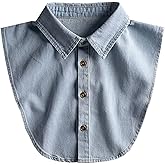 Denim Fake Collar Detachable Dickey Collar Half Shirts Blouse False Collar Top for Women Girls Medium