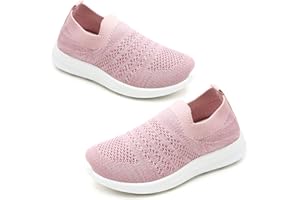 Apawwa Kids Lightweight Slip On Running Shoes - Pink/Blue/Navy/Black Walking Shoes for Toddler/Little Kids/Big Kids