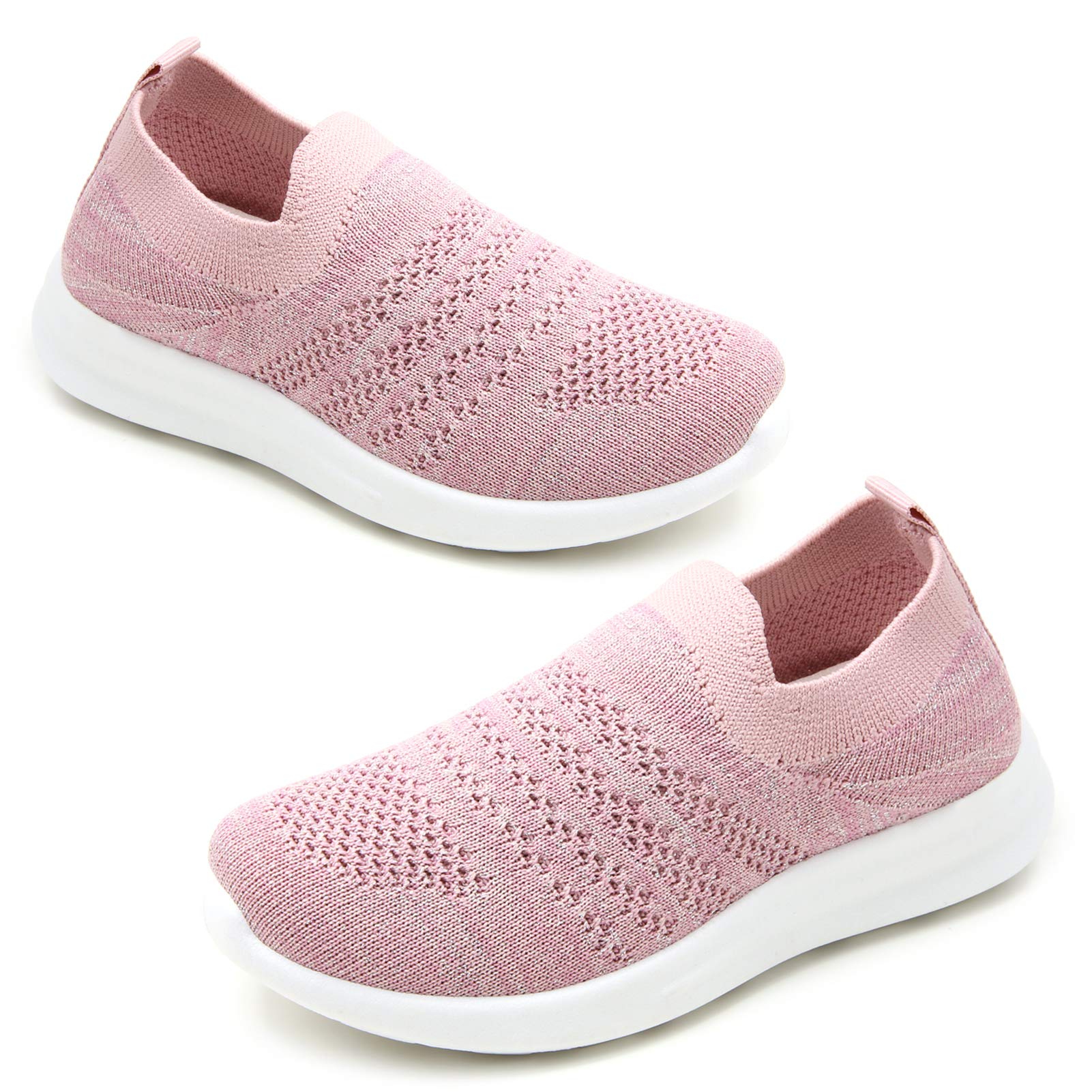 Photo 1 of Apawwa Boys Girls Sneakers Kids Slip On Shoes Breathable Running/Walking/Tennis Shoes for Toddler/Little/Big Kids ZC31 Pink Size 27