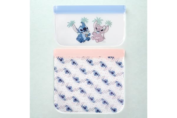 PEVA REUSABLE SNACK BAG 2 PK, FOR KIDS SCHOOL LUNCH, WASHABLE AND FOOD-SAFE- STITCH