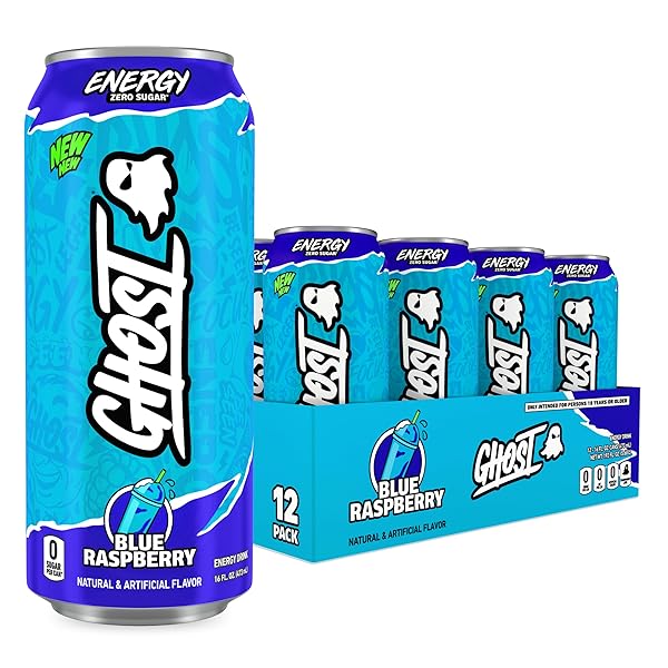 GHOST ENERGY DRINK – 12-PACK, BLUE RASPBERRY, 16OZ...