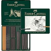 Faber-Castel 24 Piece Pitt Charcoal Set | Drawing charcoal with accessories for sketches, portraits and expressive drawings
