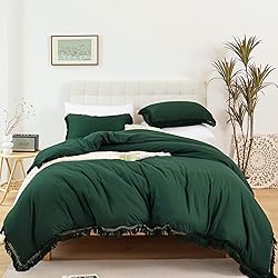 Smoofy 3Pcs Fringe Emerald Green Tassel Comforter
