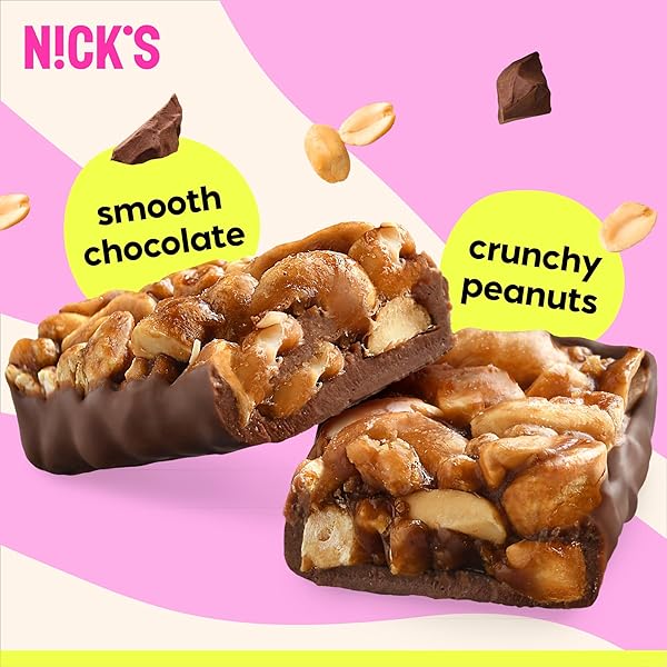 N!CK’S PEANUT CRUNCH KETO NUT BAR, NO ADDED SUGAR, 3G NET CARBS, 7G PROTEIN, 180 CALORIES, VEGAN CHOCOLATE, KETO CANDY, GLUTEN FREE, LOW CARB SNACK, BULK SAVING (PACK OF 30) 40.0 GRAMS