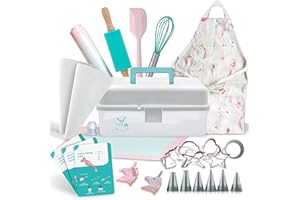 Tovla Jr. Kids Baking Gift Set with Storage Case - Unicorn Baking Gift Set for Kids-Real Kids Cooking and Baking Utensils for Cookie, Cupcakes and Decorating