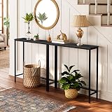 HOOBRO Console Table Slim Hallway Table Black Metal Frame 75x24x75cm view 2