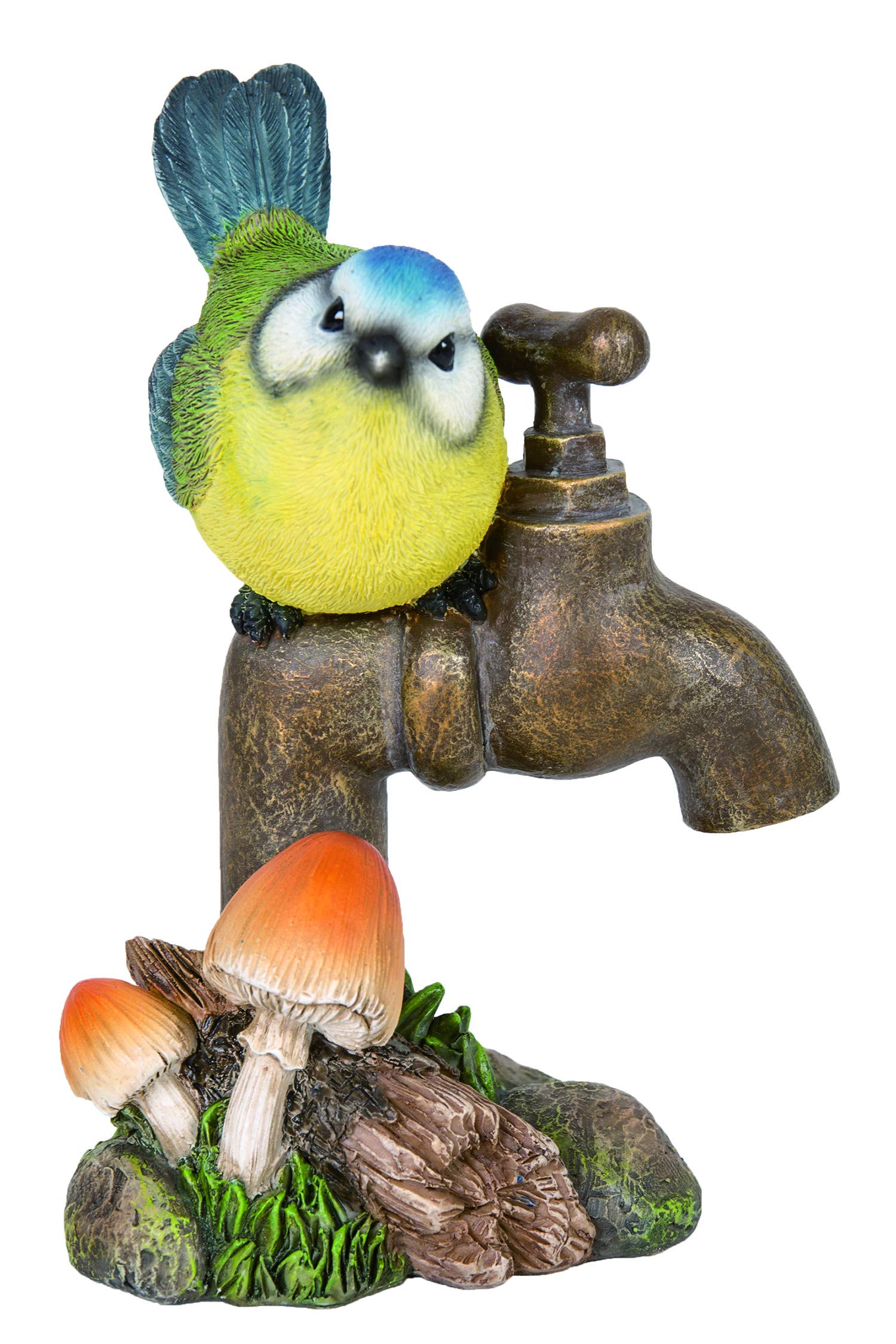 M.E.G Cards & Gifts Vivid Arts - Blue Tit on Garden Tap Home or Garden Decoration (BG-BT02-F)