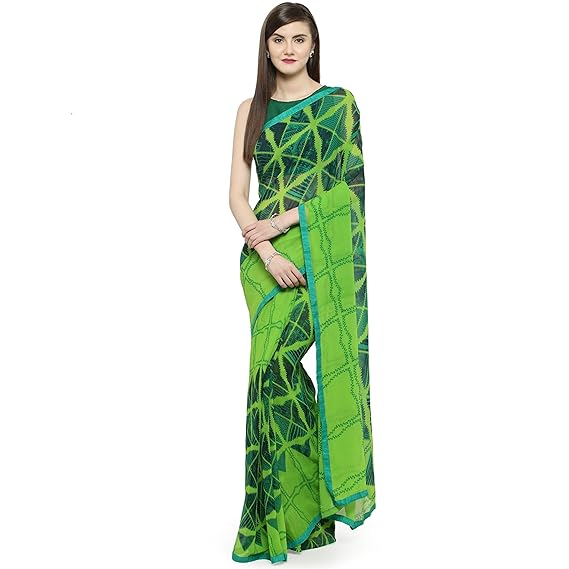 Shaily Womens Printed Georgette Saree[STREE7087SSSR005_Green]