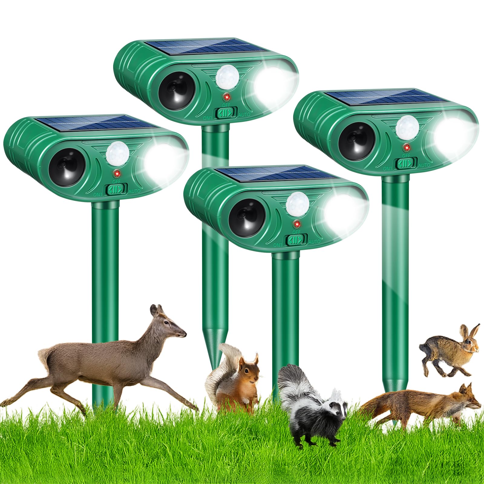 Photo 1 of 2026 Solar Ultrasonic Racoon Fortress Pro, Deer Cat Repellent Devices Animal Repeller Squirrel Rabbit Deterrent Outdoor with Motion Sensor&Flash Light to Scare Dog Skunk Out of Garden Yard(4Pack)
