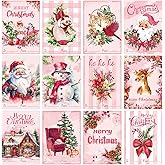504Pcs Pink Vintage Christmas Gift Tag Stickers Pink Vintage Christmas Label Paper Stickers Xmas Hanging Name Tag Decals for Gift Boxes Wrapping Present Cards Xmas Party Favors Decorations
