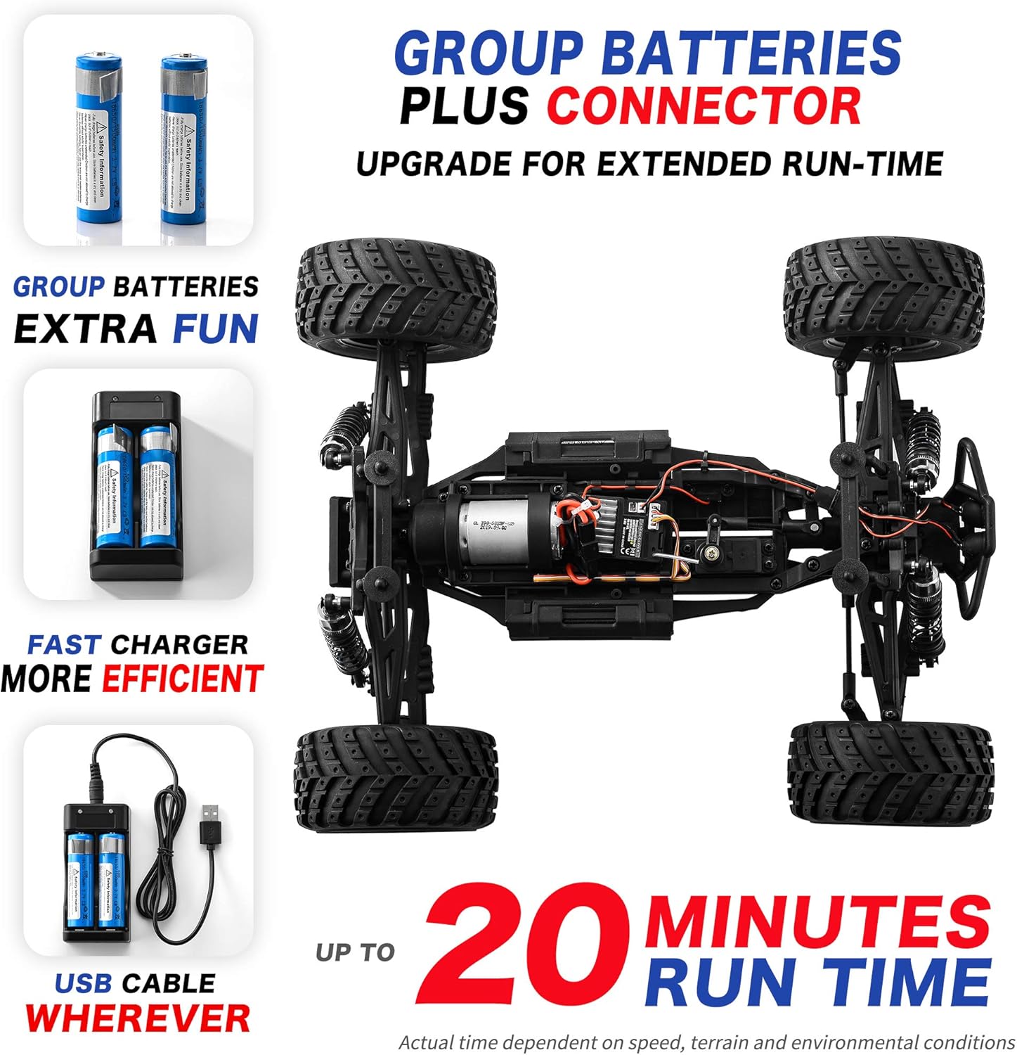 BEZGAR 1 Hobbyist Grade 1:12 Scale Remote Control Truck, 4WD High Speed 42 Km/h All Terrains Electric Toy Off Road RC Monster Vehicle Car Crawler with 2 Rechargeable Batteries for Boys Kids and Adults: Toys & Games