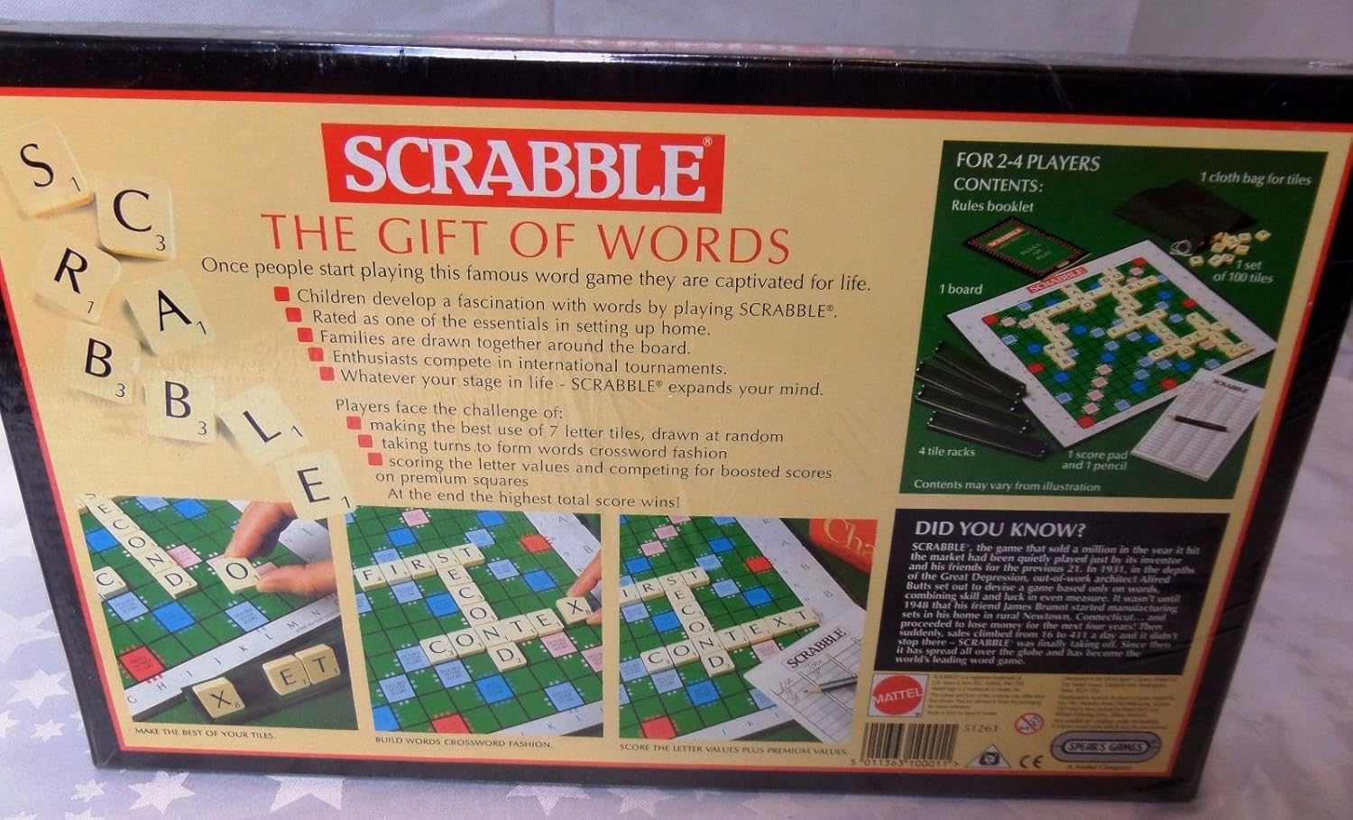 Super Saturday SCRABBLE ORIGINAL 1988 BOARD GAME BY SPEARS GAMES By