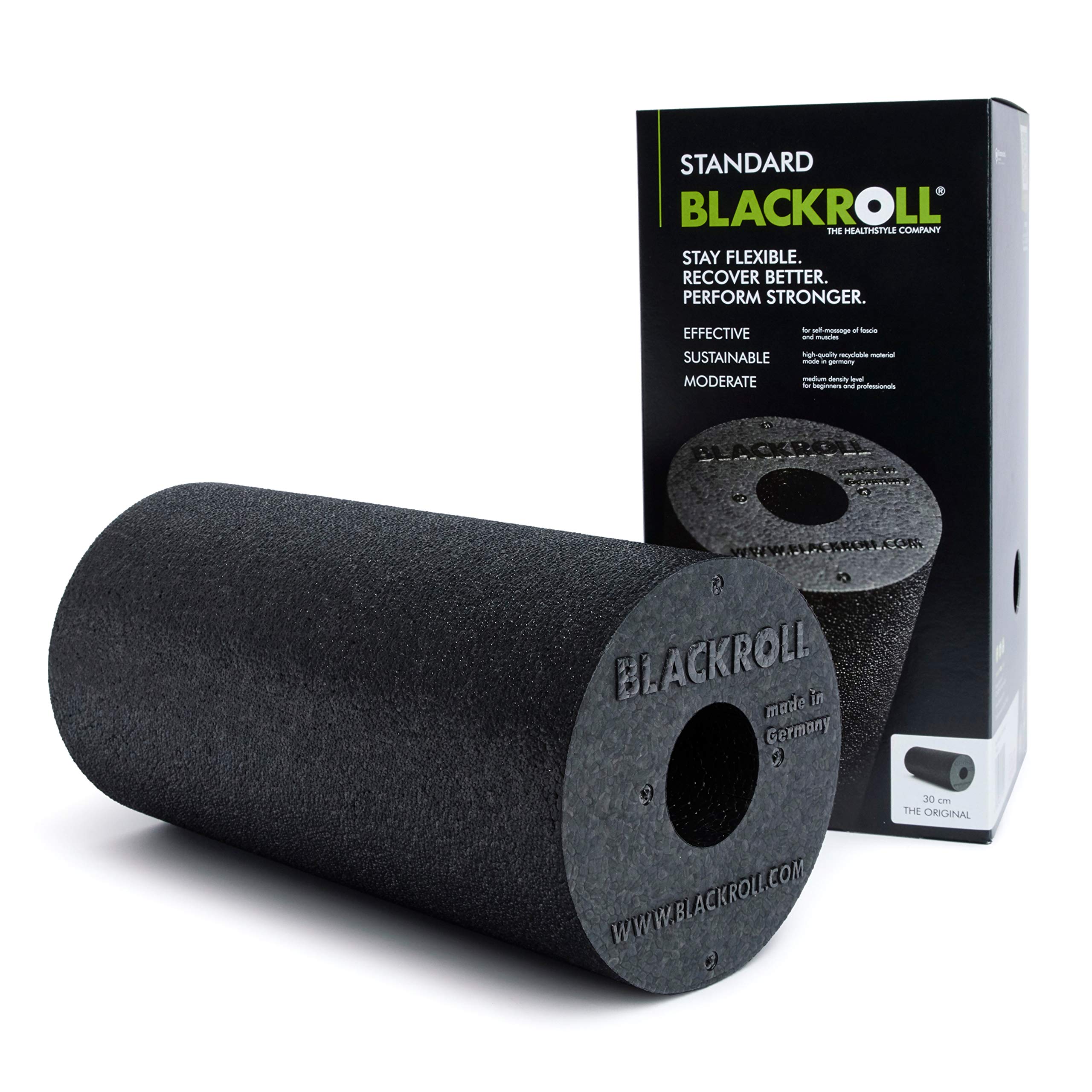 BLACKROLL® STANDARD - The original (density medium) - Self massage foam roller - Muscle roller in different colours, 30cm + booklet