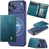 Defencase for Magsafe Wallet Magnetic Card Holder RFID Blocking, PU Leather Minimalist Phone Wallet for MagSafe Phones and Cases for iPhone 17/16/ 15/14/ 13/12/ Pro/Max/Plus/Air, Retro Green