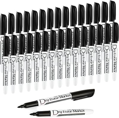 Volcanics Dry Erase Markers Whiteboard Pens Fine Tip Pack of 30 Black White