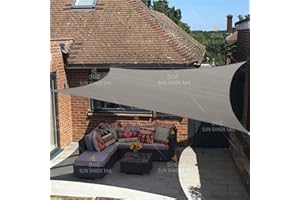 DIIG Patio Sun Shade Sail Canopy, 6' x 10' Rectangle Shade Cloth Block Sunshade Fabric - Outdoor Cover Awning Shelter for Pergola Backyard Garden Yard (Grey Color)