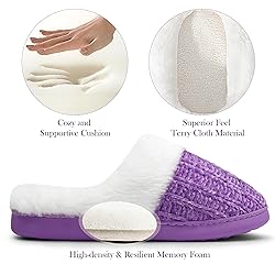 shoeslocker Slippers for Women Memory Foam Fuzzy