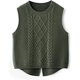 Ciovkis Women's Merino Wool Blend Sweater Vest 2025 Fall Winter Casual Crew Neck Cable Sleeveless Knit Pullover Sweater