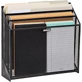 Mind Reader Vertical File Storage, Desktop Organizer, Workspace, Office, Metal Mesh, 12.5"L x 3.75"W x 11.5"H, Black