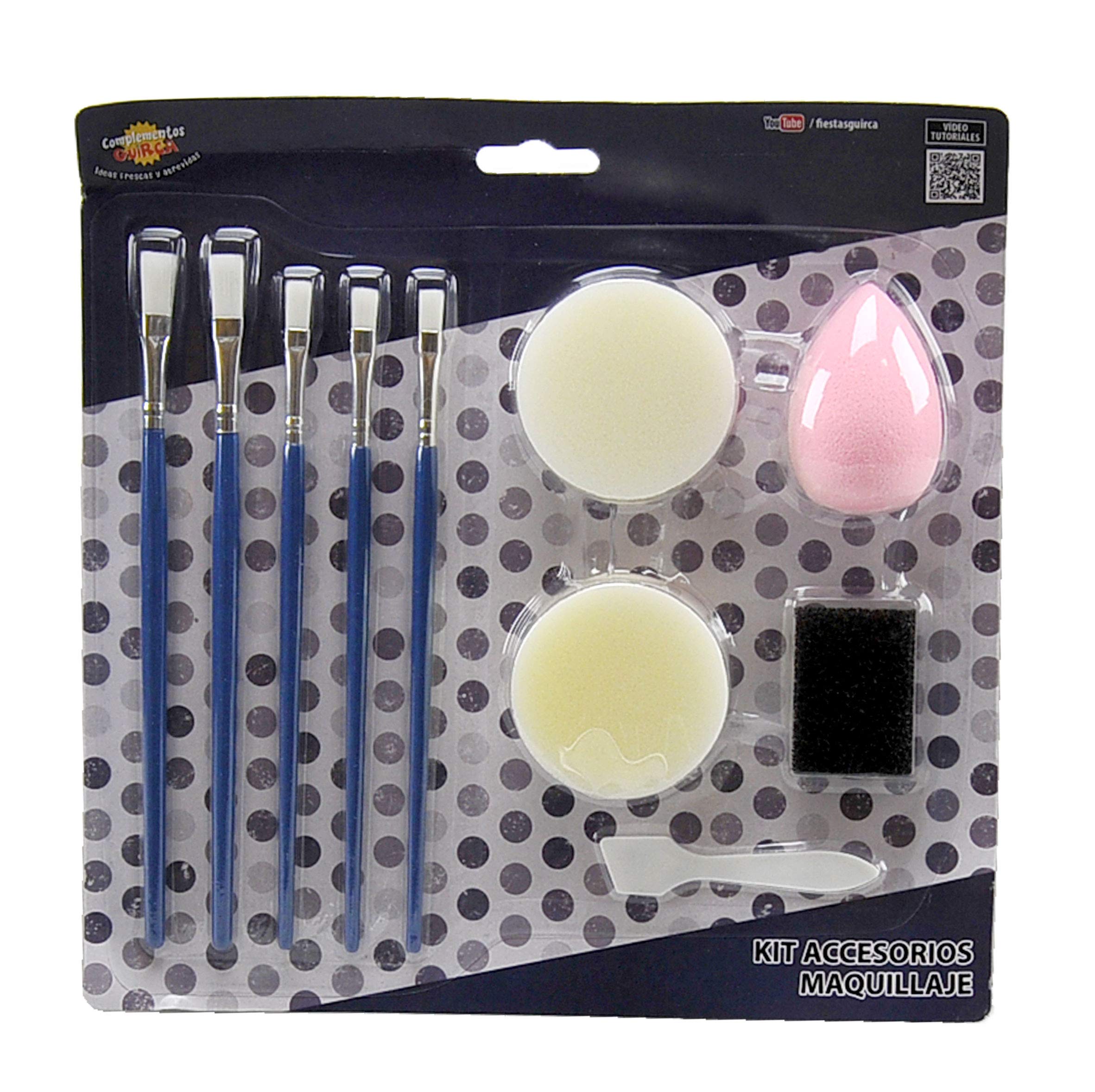 Guirca Garland Set of Make-Up Accessories for Body Painting, with Brushes and Sponges, Colour, 15653