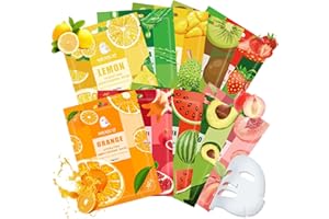 10 Pcs Face Sheet Masks Set,Moisturizing Sheet Masks,Hydrating Facial Mask Gift Set for Women,Mom,Wife & Girlfriends