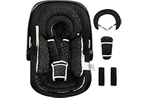 BOMOLOUR Infant Car Seat Insert with Removable Cushion for Baby Preemie Newborn Infant, Reversible carseat Insert Head Body Support Fits for Stroller, Baby Swing, Rocker, Bouncer, Bassinet - Black