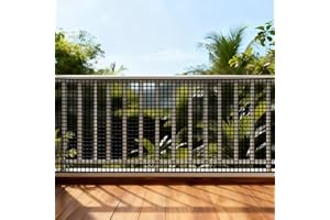 PotatoLife Plastic Wire Mesh Fence, Balcony Fence for Baby and Pets, Safety Fence, Stair Protector, Poultry, Garden, Tree Support, Durable Material, Free Zip Ties (Black, 15.7'' x 10')