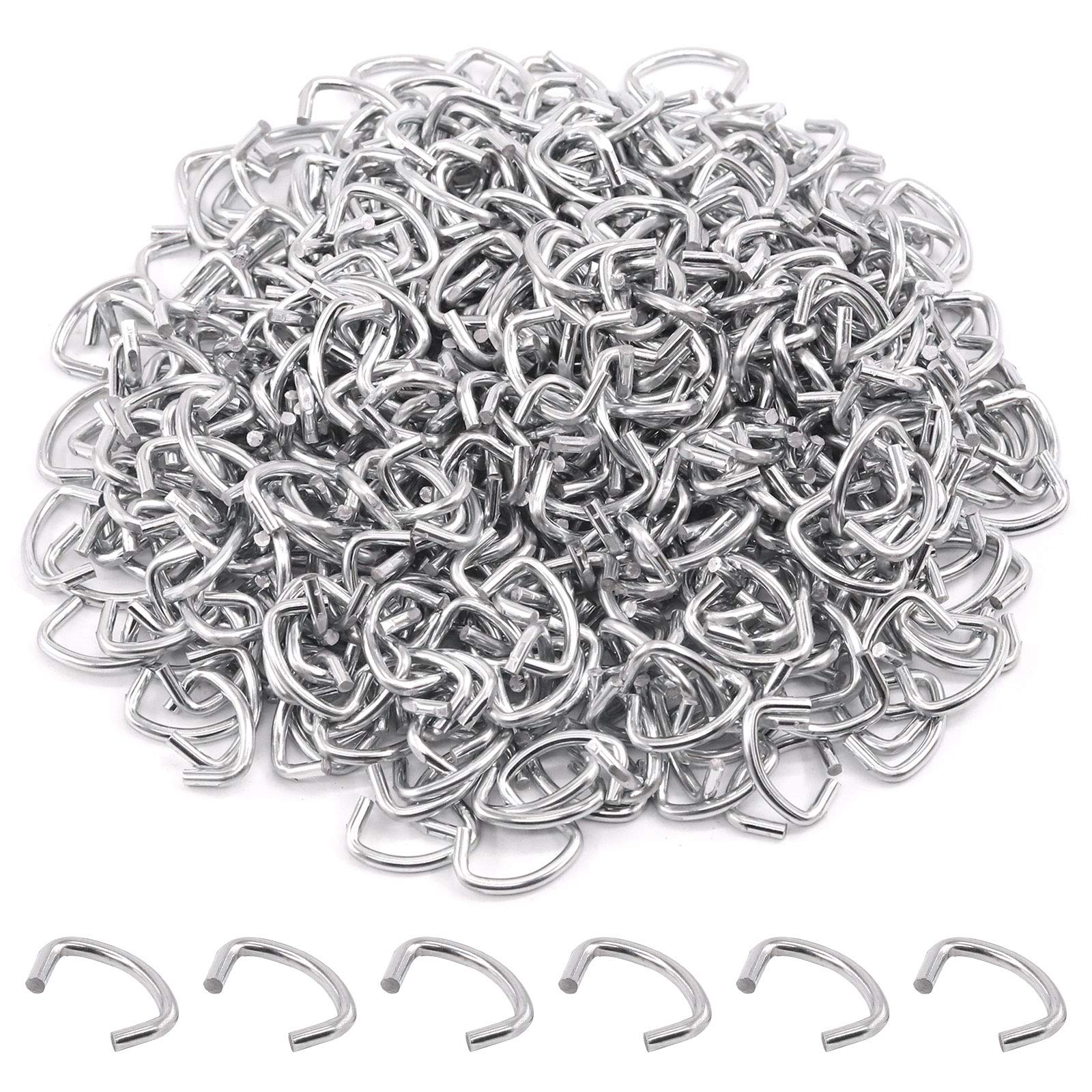 Rustark 1000 Pcs 1/2" Galvanized Hog Rings, Professional Upholstery Hog Rings Set for Furniture,Fencing,Bagging, Railing, Sausage Casing, Meat bags, Shock Cords
