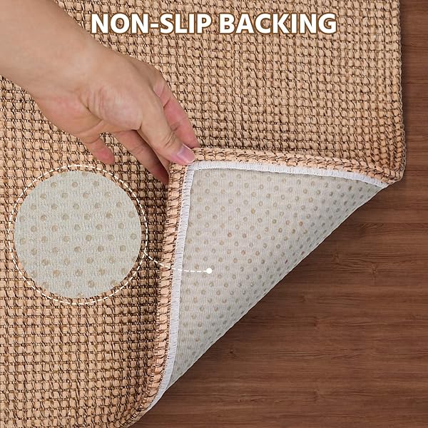 NATUREI KITCHEN RUNNER RUGS NON SLIP WASHABLE, 4X6 FT KITCHEN MATS FOR FLOOR, WOVEN COTTON SOFT AREA RUGS FOR ENTRYWAY, KITCHEN SINK, BEDROOM, LAUNDRY ROOM