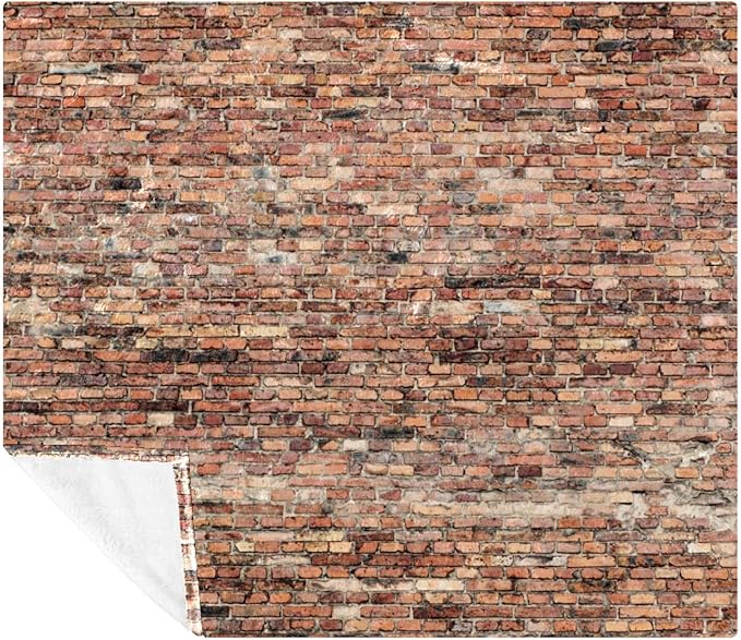 CHINFY Manta extra suave con textura de ladrillo rojo antiguo, manta de