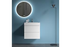 BLUHOUZZ Alice 24 Inch Bathroom Vanity with Sink with Overflow, Large Storage Wall Mounted Floating Bathroom Vanity for Modern Bathroom, One-Piece Sink Basin Minimalist Bathroom Sink Cabinet