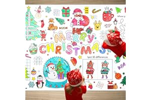 SICOHOME Christmas Giant Coloring Poster - Coloring Tablecloth for Kids 35" x 54" Disposable Merry Christmas Decoration Art Craft for School Winter Christmas Activities Party Supplies - Santa Claus