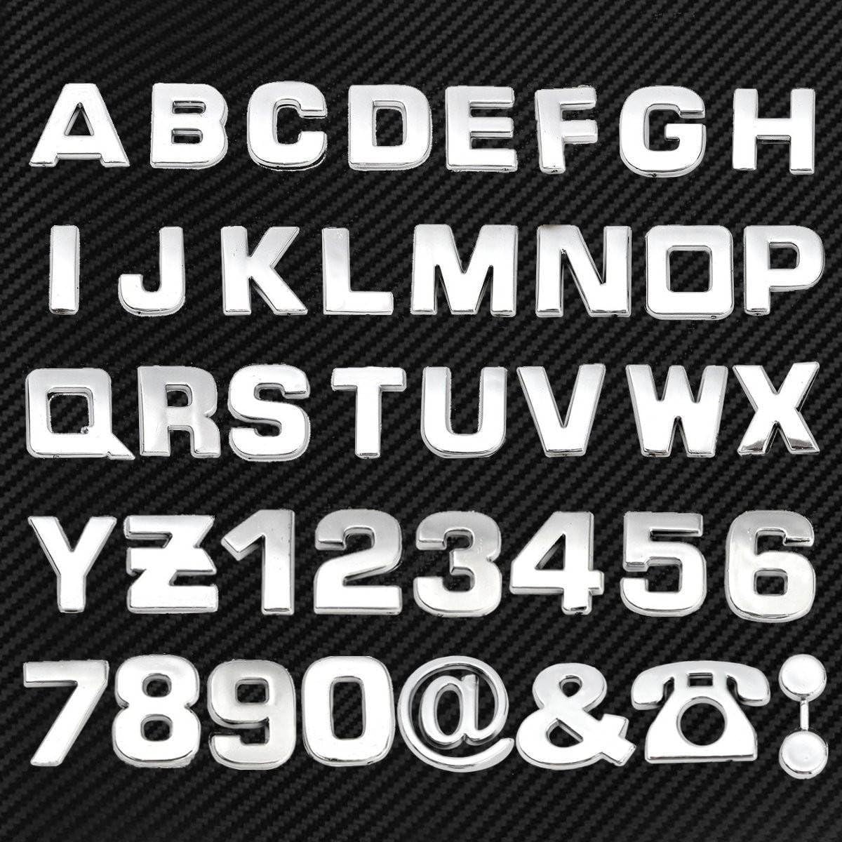 40Pcs/Set 3D DIY Chrome ABS Alphabet Letter Number Stickers Car Emblem Letter Badge Symbol Decal Car Styling
