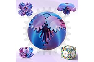 HYBAIS Gear Ball-3D Printed Gear Sphere,3D Printed Gear Toy Spin Ball Cube Fidget Toy,The Steampunk Whirling Wonder Fidget Ball Toy,Stress Ball for Adult and Kid,Halloween (Red Blue)