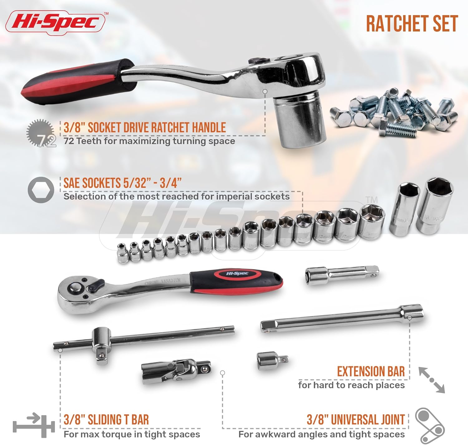 Hi-Spec 67 Piece Auto Mechanics Tool Set (SAE): Automotive