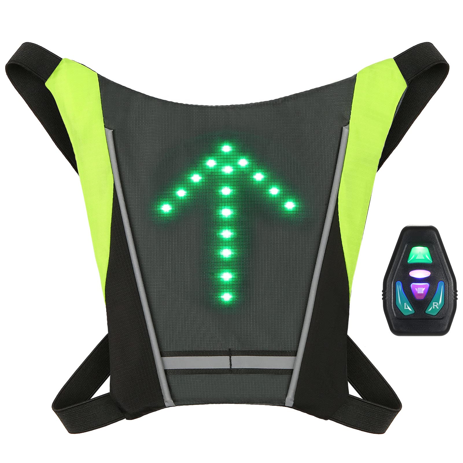 Lixada LED Turn Signal Vest,LED Reflective Vest with Direction Indicator USB Rechargeable Remote Control for Cycling Riding Night Warning