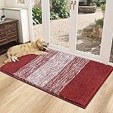 Vaukki Indoor Doormat Entryway Door Mat, Non Slip Absorbent Mud Trapper Mat Inside Floor Mat, Washable Door Carpet for Entryway (32''x48'', Red)