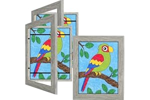 JDZIVTOP 3 Pack 9x12 Kids Art Frames Gray, Kids Artwork Frames Changeable Child Artwork Picture Display Front Opening, Rustic Children Storage Frame Hold 50pcs Craft, Drawing, Art Project, Schoolwork