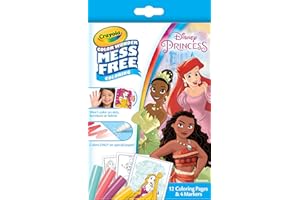 Crayola Color Wonder Disney Princess Mini Box Set, 12 Coloring Pages & 4 Mess Free Markers, Toddler Coloring, Gift for Girls & Boys, 3+