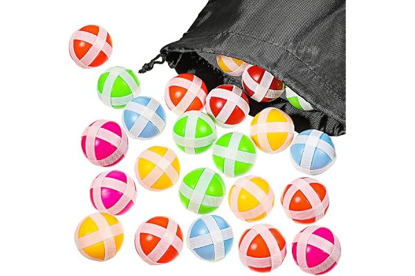 Skylety 30 Pieces Sticky Balls for Fabric Dart Board, Dart Hook and Loop Balls with Storage Bag, Safe Sport Balls Toy Darts G
