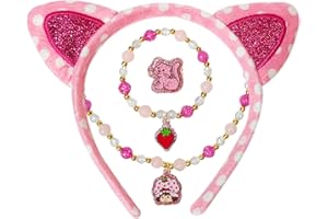 LUV HER Strawberry Shortcake Headband & Jewelry Set for Girls – 4-Piece Dress-Up Kit with Headband, Necklace, Bracelet & Ring – Giftable Box, Ages 3+