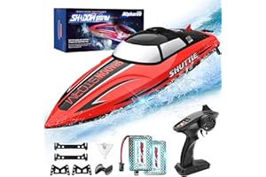 ALPHAREV RC Boat - R208 20+ MPH Fast Remote Control Boat for Pool & Lake, 2.4GHz RC Boats for Adults & Kids with Rechargeable Battery, LED Light, Self-Righting, Christmas Birthday Gifts for Boys