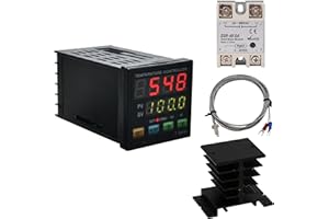 PID Temperature Controller Meter Indicator, Jaybva Digital Universal Thermostat C and Fahrenhe F Display SSR and Alarm Output 40A Solid State Relay and Thermocouple Probe Heat Sink Included