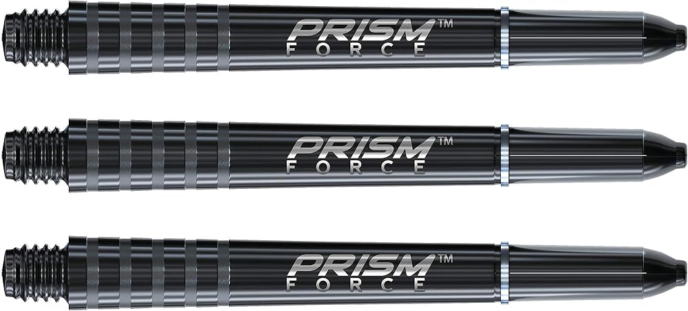 Winmau Prism Force Solid Black Medium Polycarbonate Dart Stems 3 Pack