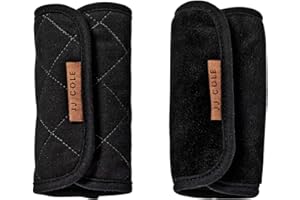 JJ Cole Reversible Seat Belt Covers - Quilted Seat Belt Cover for Car Seat Straps - Car Seat Belt Cover - Baby Travel Essentials - Black