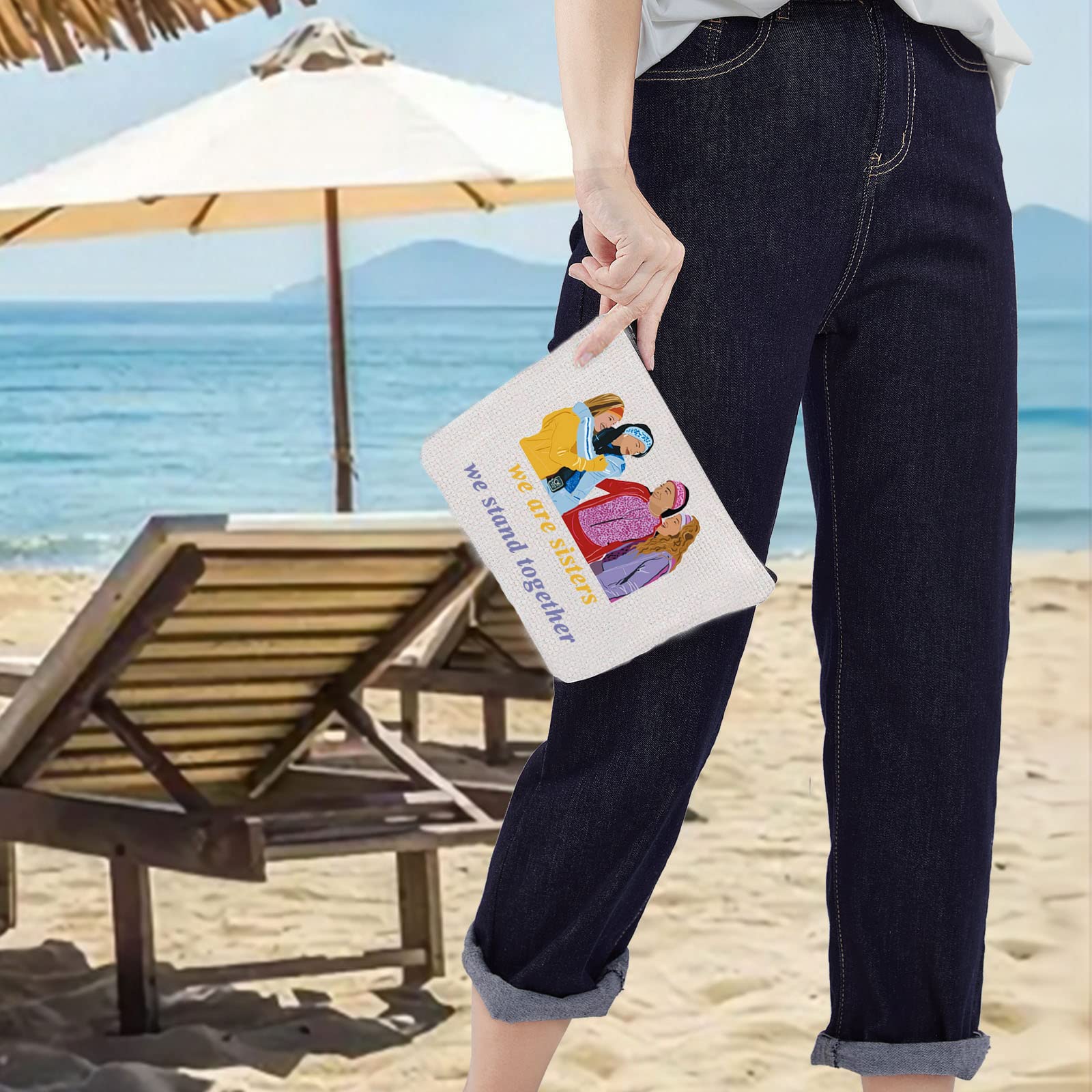 LEVLO Cheetah Sisters Cosmetic Make Up Bag Galleria & Chanel & Aqua & Dorinda Fans Inspired Gift We Are Sisters We Stand Together Makeup Zipper Pouch Bag For Women Girls, We Are Sisters, Cosmetic Bag